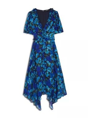 The Kooples Dolce Vite Floral Midi Dress in blue KOOPLES 2 or medium